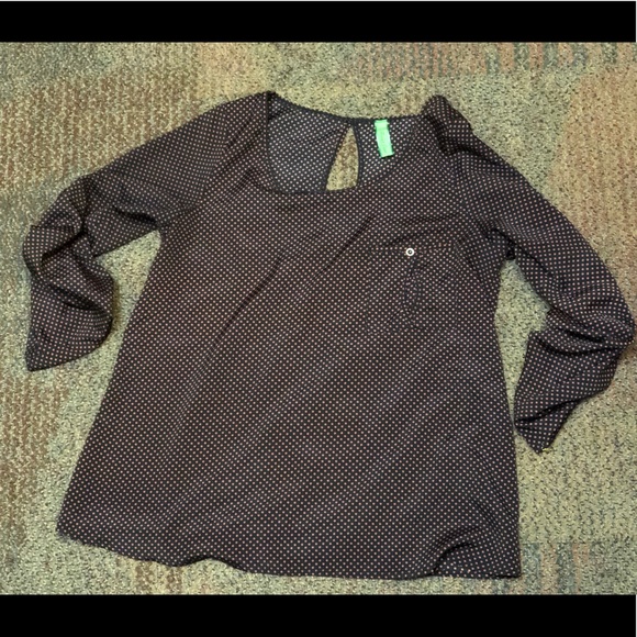 First Love Tops - First Love Black w/ pink polka dots top size M